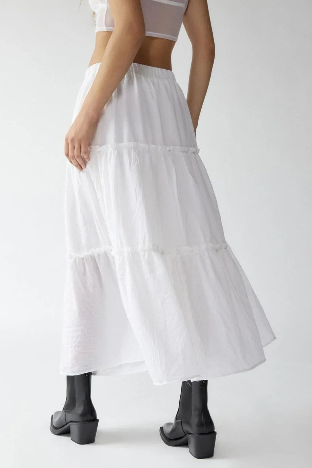 Miriam | Tiered Cotton-Linen Maxi Skirt