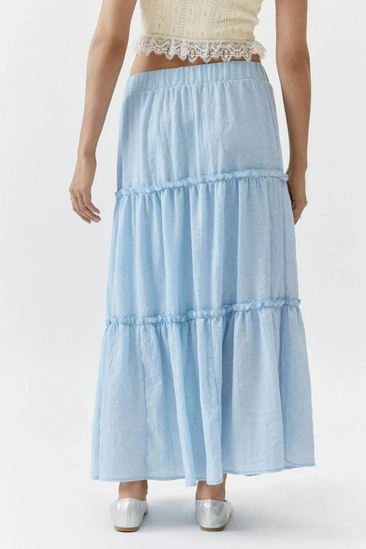 Miriam | Tiered Cotton-Linen Maxi Skirt