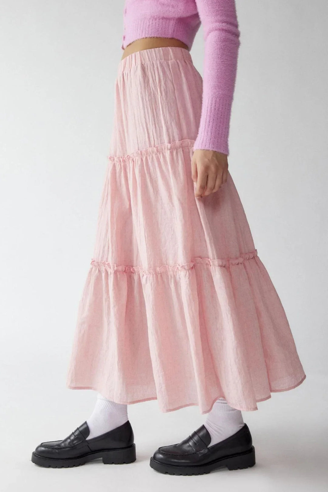 Miriam | Tiered Cotton-Linen Maxi Skirt