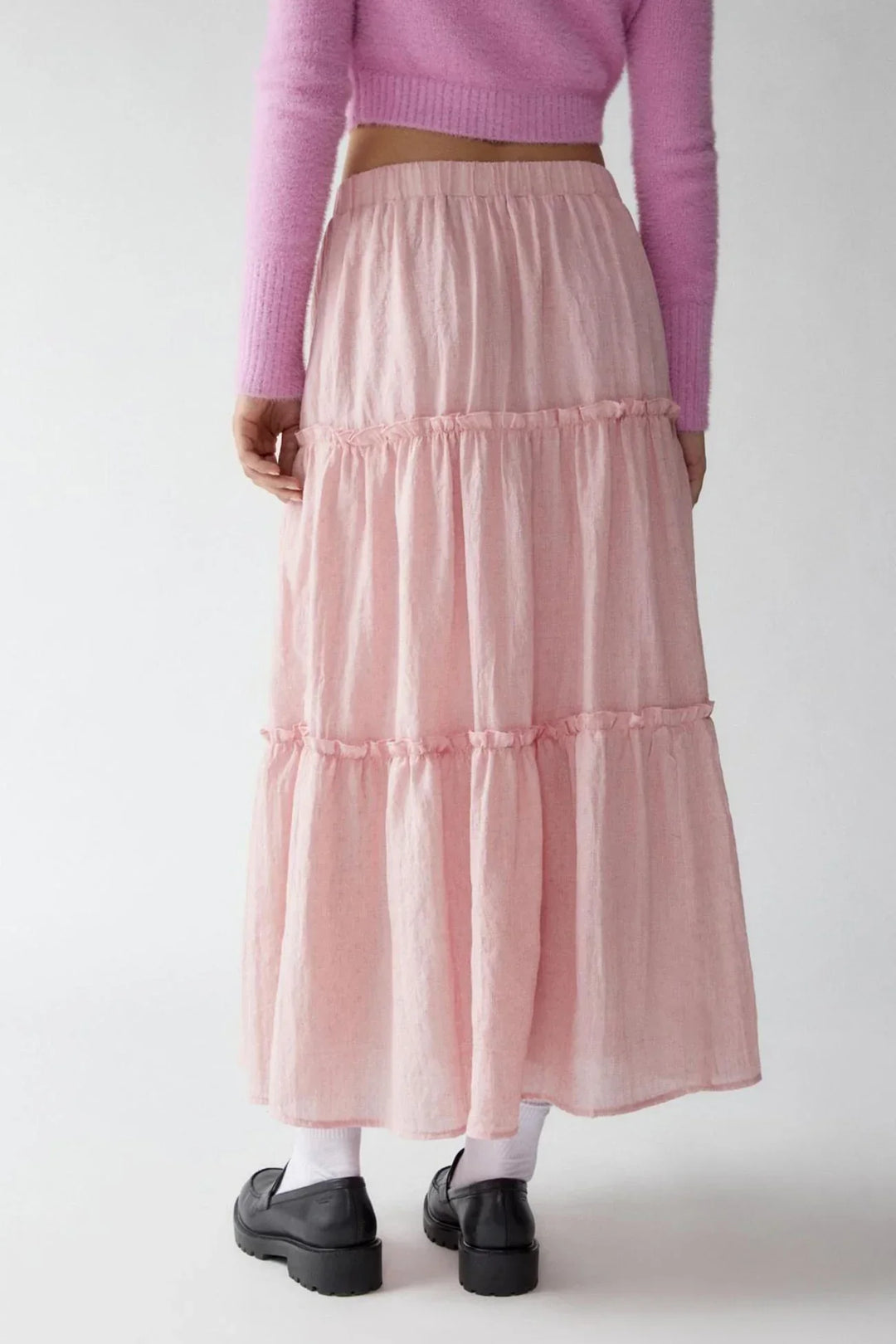 Miriam | Tiered Cotton-Linen Maxi Skirt
