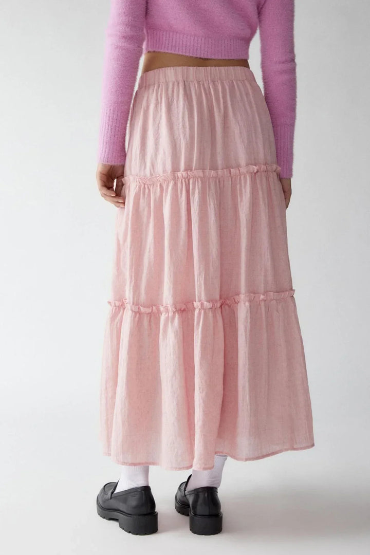 Miriam | Tiered Cotton-Linen Maxi Skirt