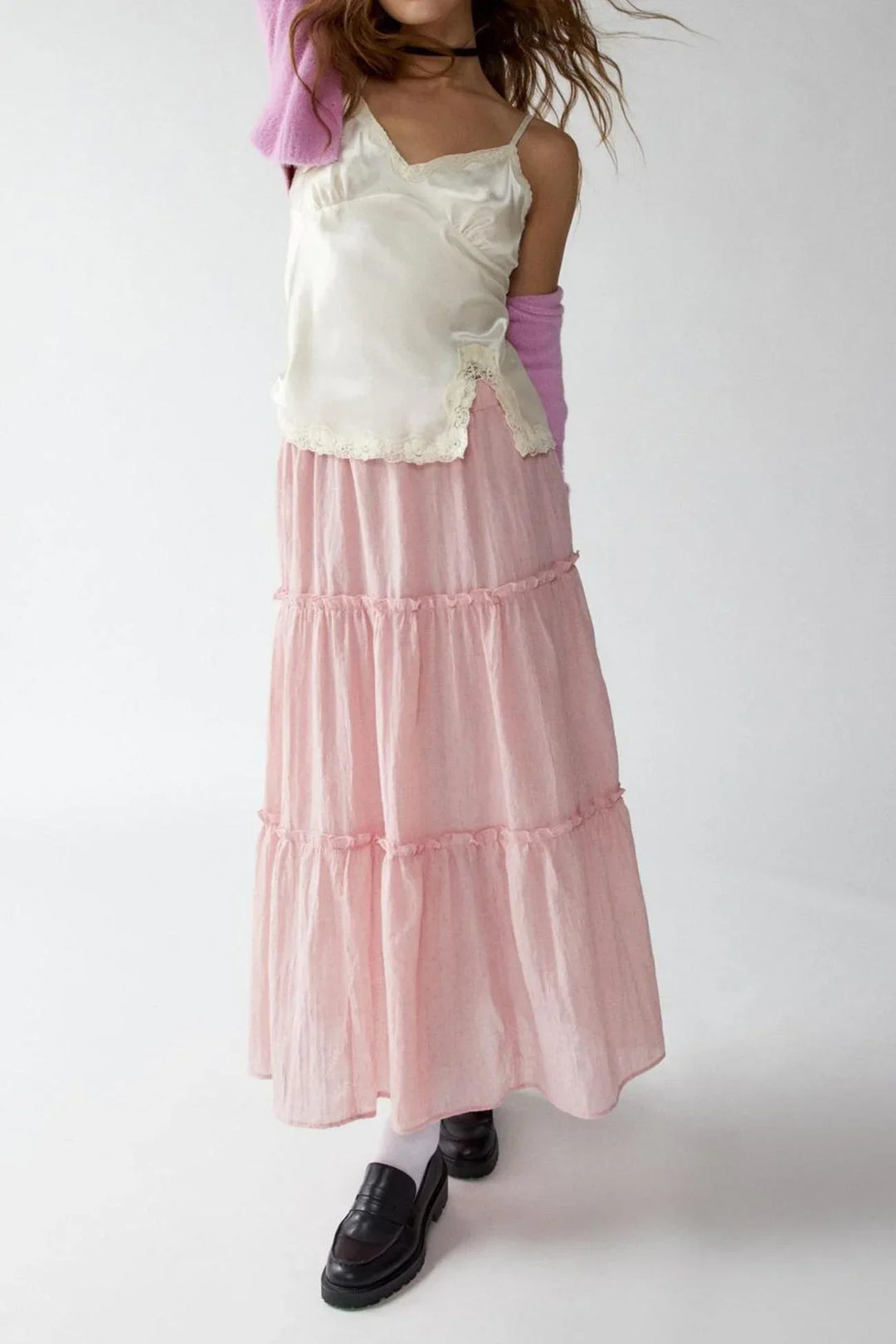 Miriam | Tiered Cotton-Linen Maxi Skirt