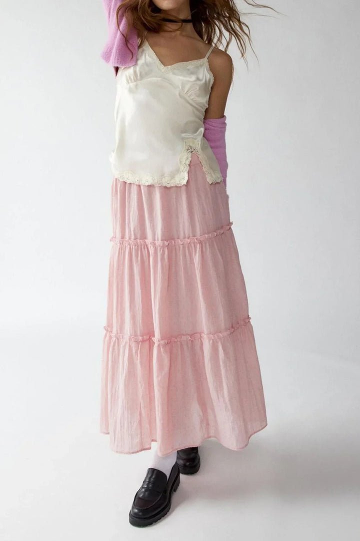 Miriam | Tiered Cotton-Linen Maxi Skirt