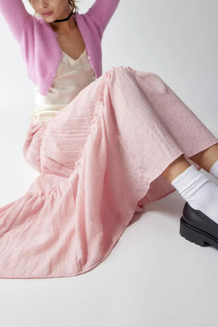 Miriam | Tiered Cotton-Linen Maxi Skirt