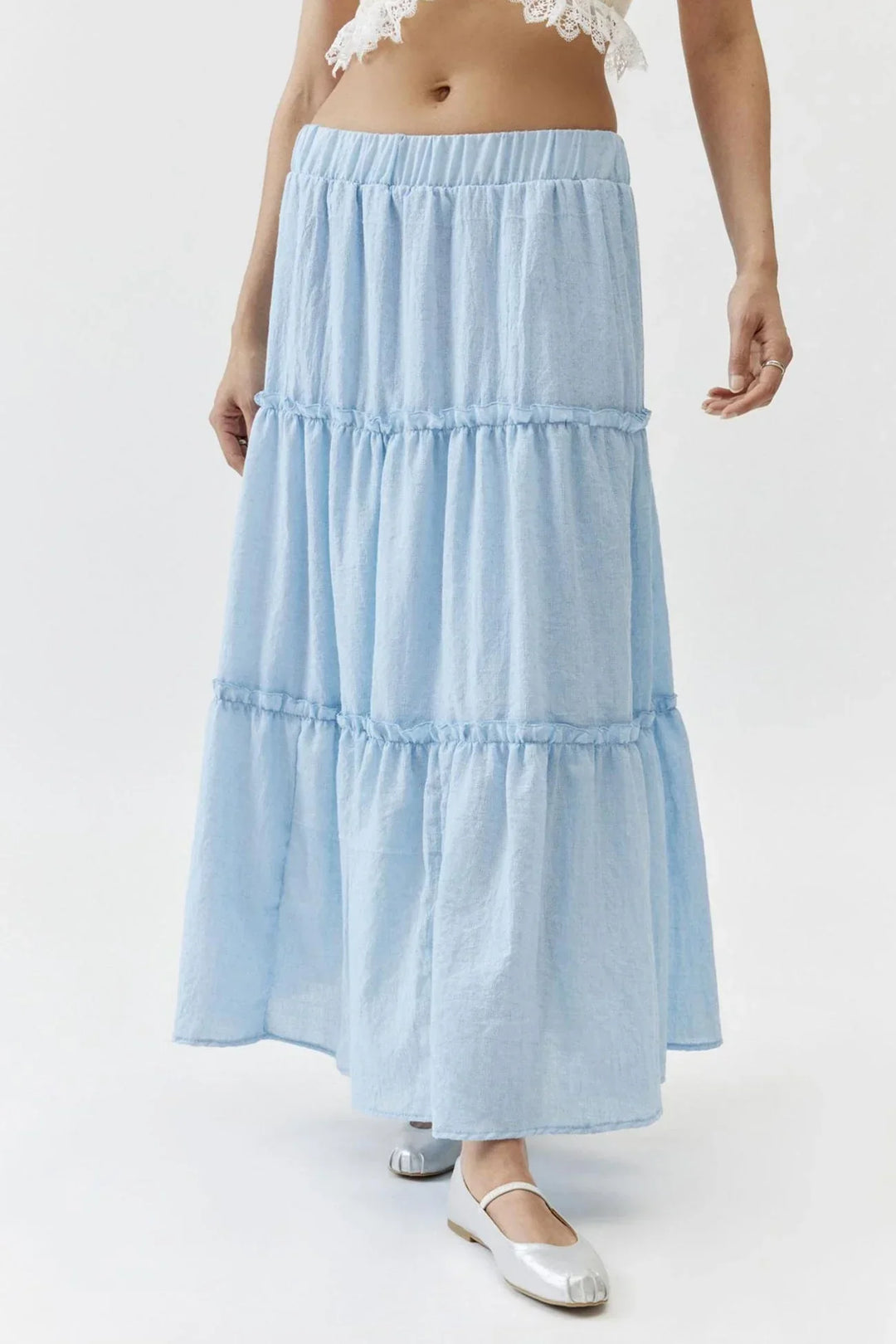 Miriam | Tiered Cotton-Linen Maxi Skirt