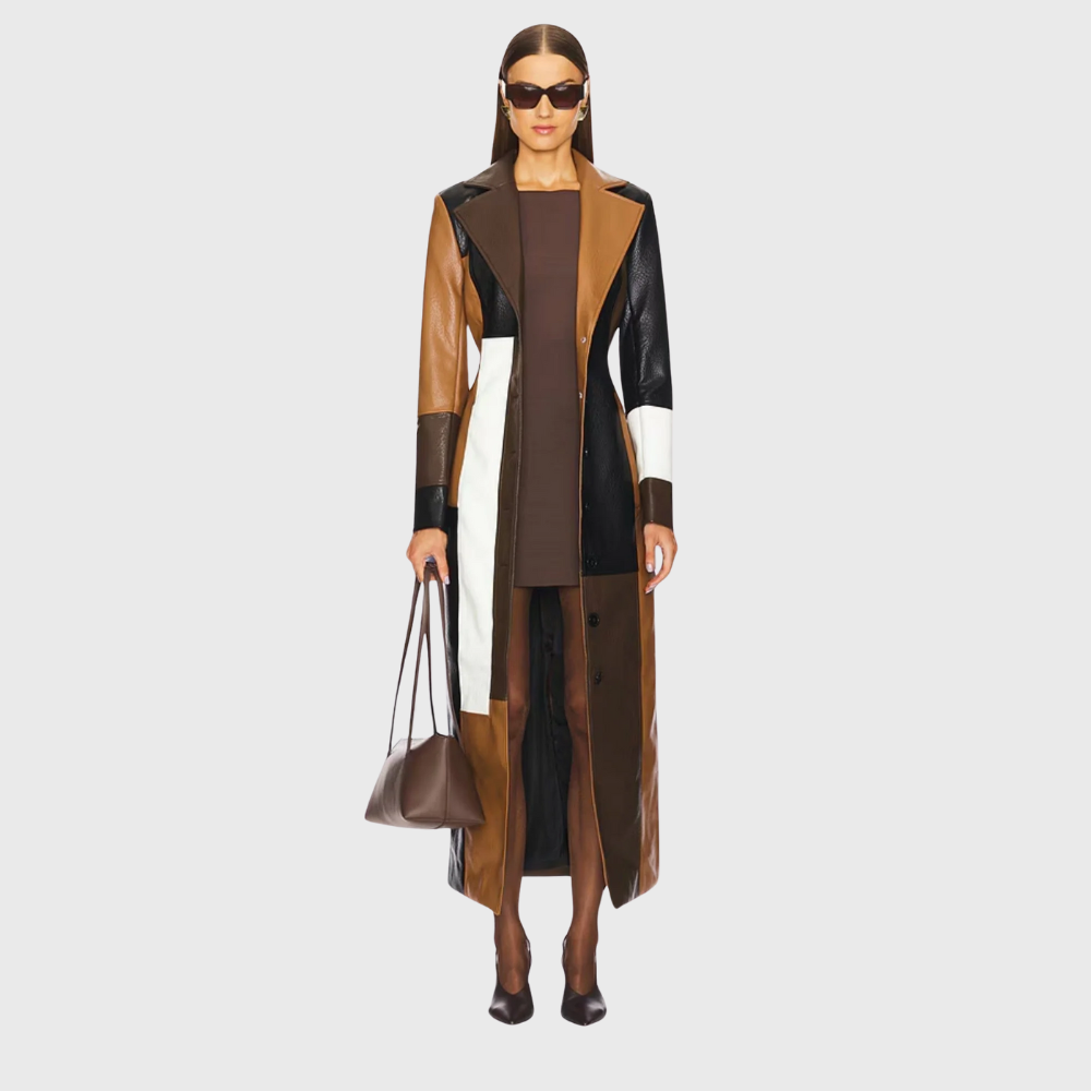 Amarra Stylish Patchwork Long Coat for Women - Elena Harper