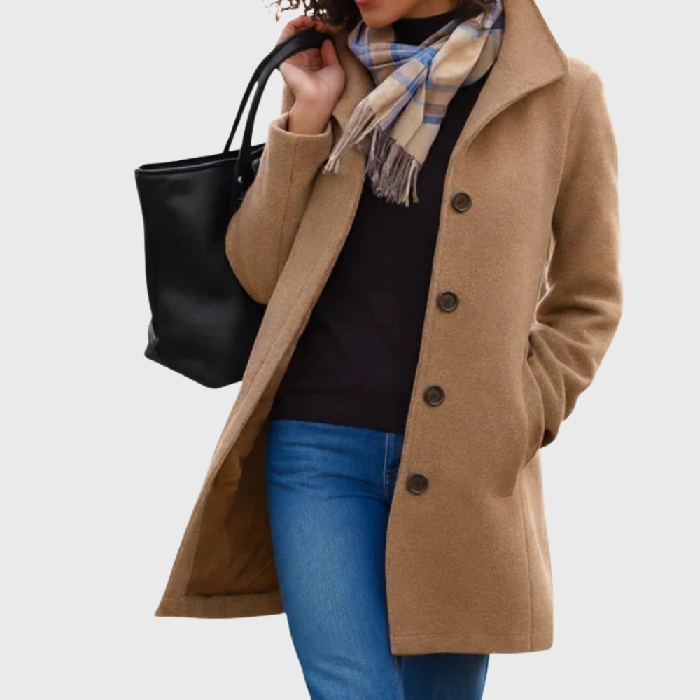 Women's Elegant Longline Button-Front Coat