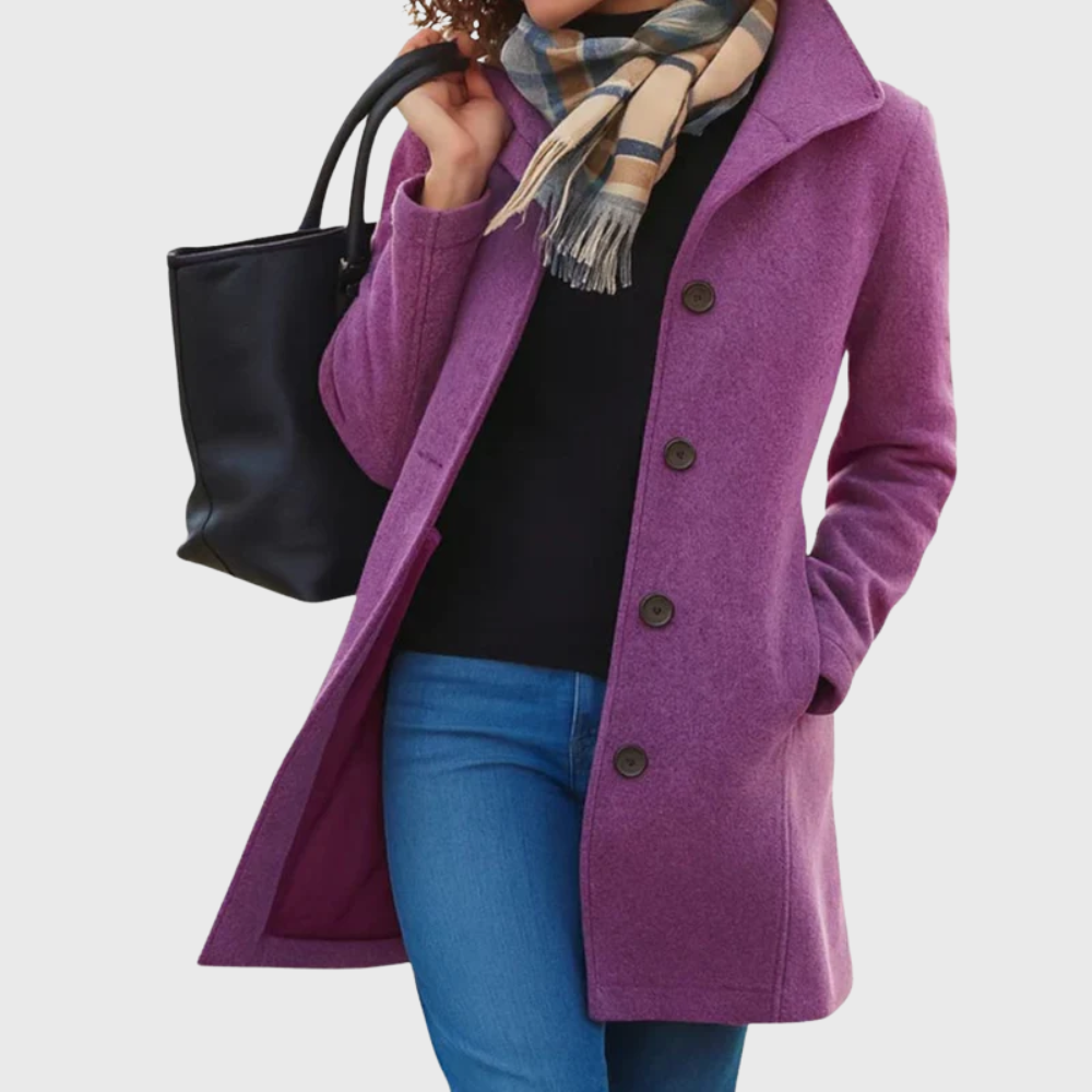 Women's Elegant Longline Button-Front Coat