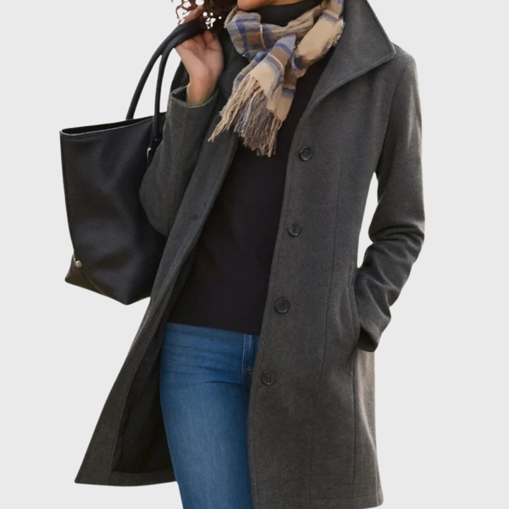 Women's Elegant Longline Button-Front Coat