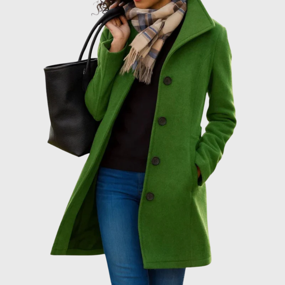Women's Elegant Longline Button-Front Coat