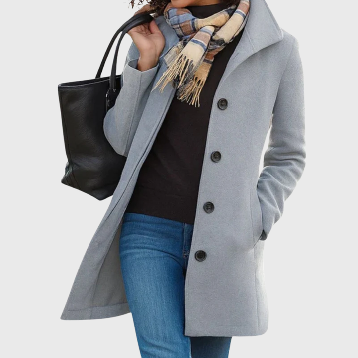 Women's Elegant Longline Button-Front Coat
