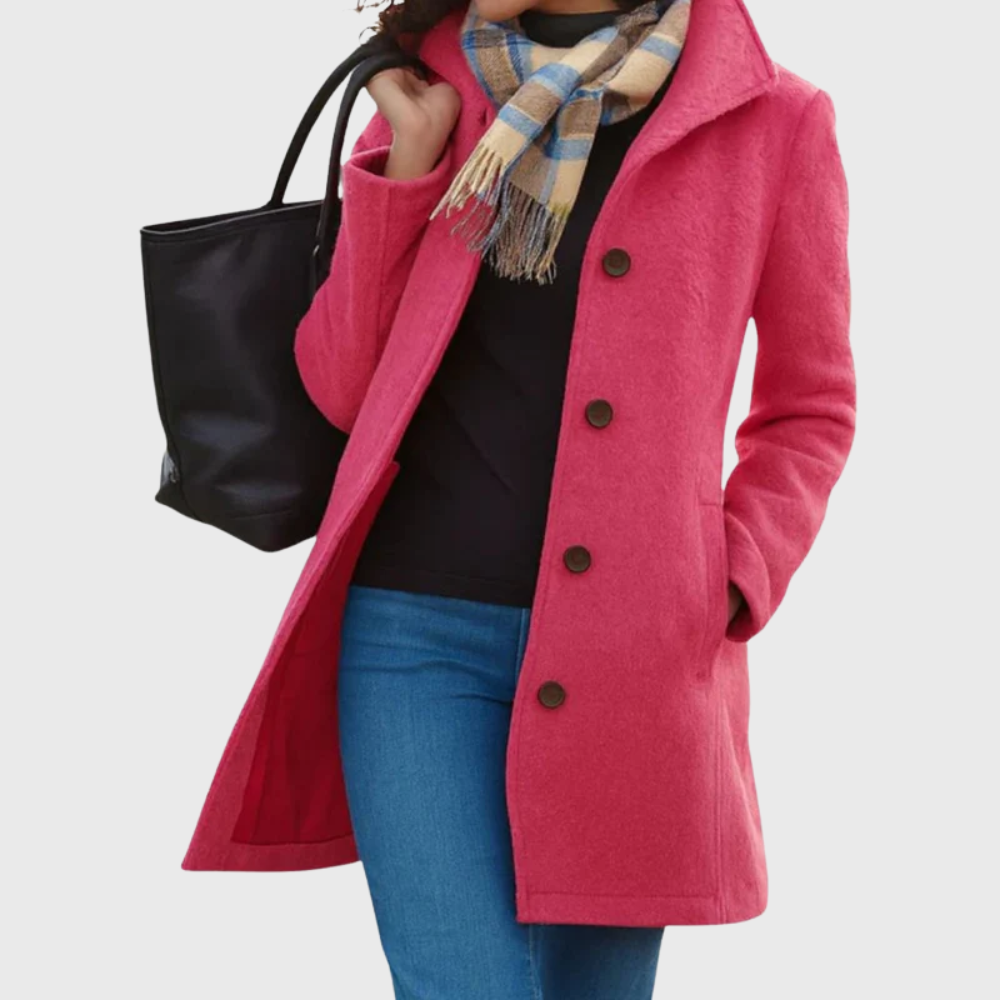 Women's Elegant Longline Button-Front Coat