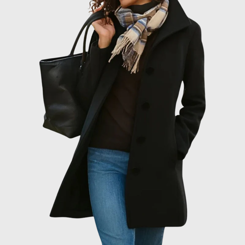 Women's Elegant Longline Button-Front Coat