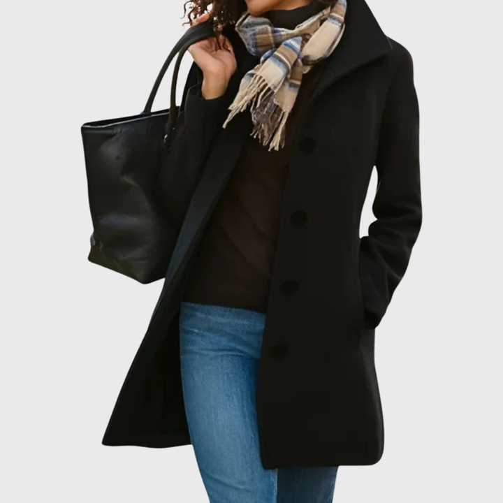 Women's Elegant Longline Button-Front Coat