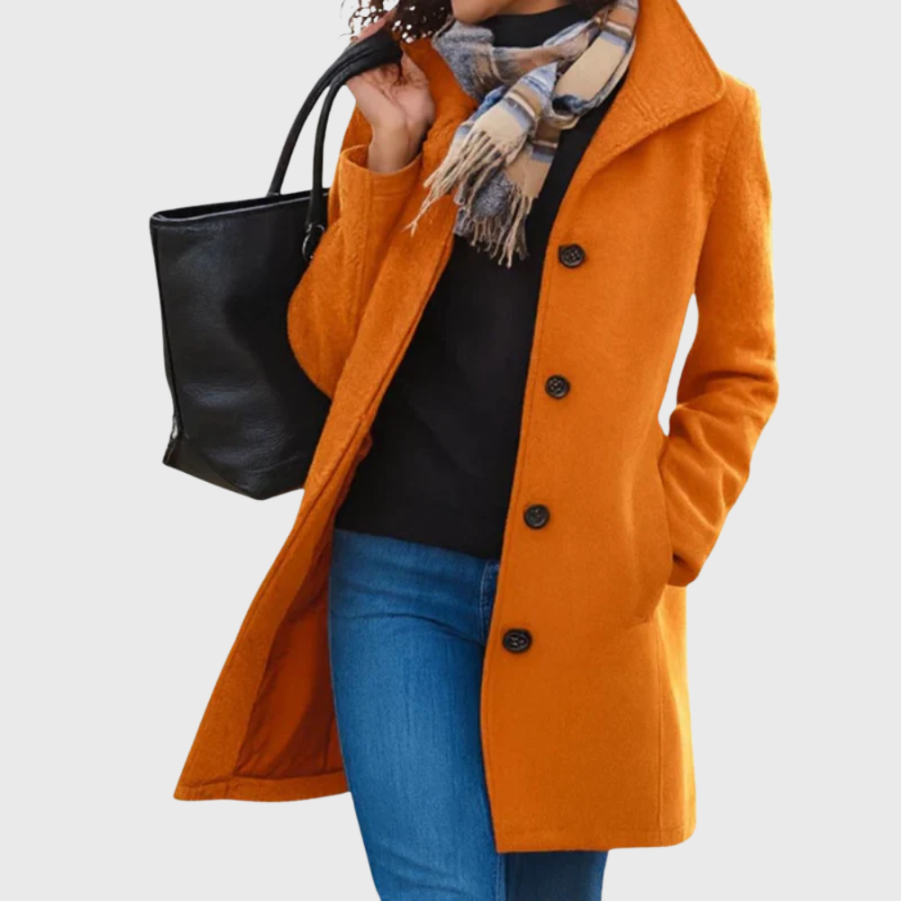 Women's Elegant Longline Button-Front Coat