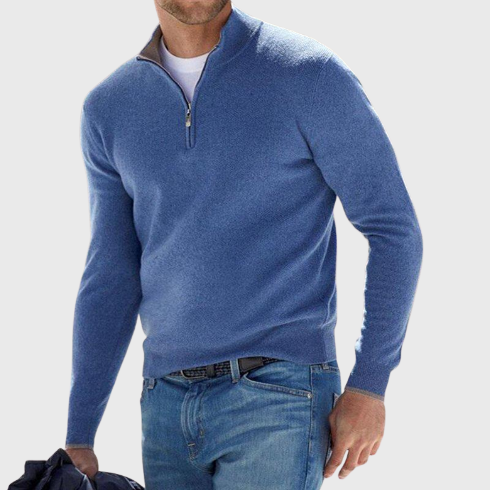 Effortless Comfort Zip Sweater - Elena Harper