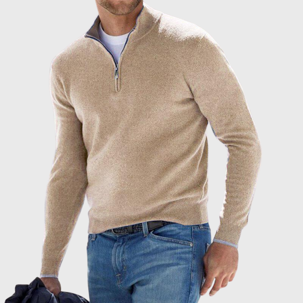 Effortless Comfort Zip Sweater - Elena Harper