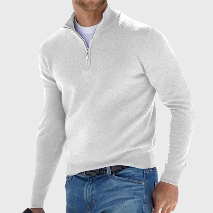 Effortless Comfort Zip Sweater - Elena Harper