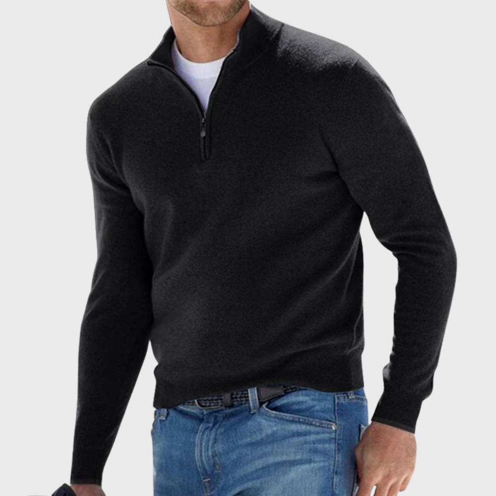 Effortless Comfort Zip Sweater - Elena Harper