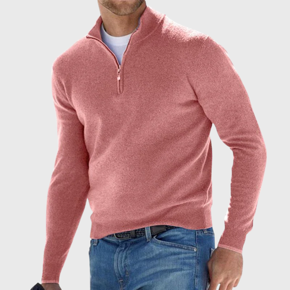 Effortless Comfort Zip Sweater - Elena Harper