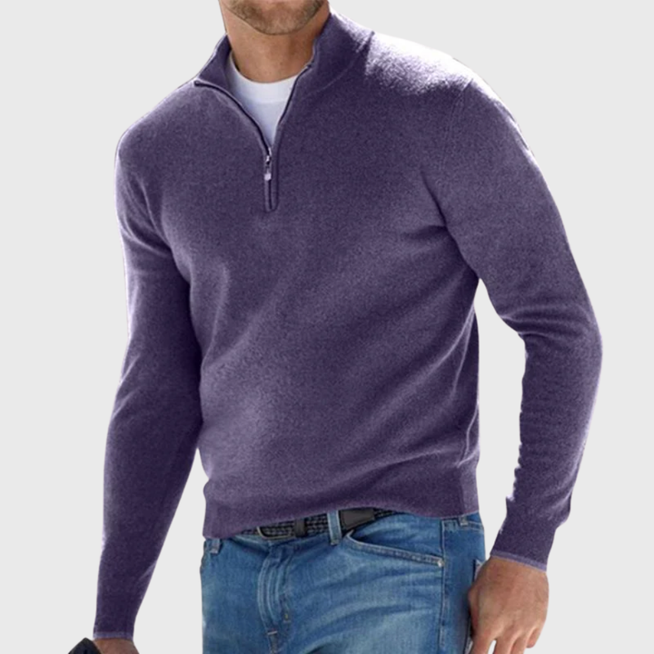 Effortless Comfort Zip Sweater - Elena Harper