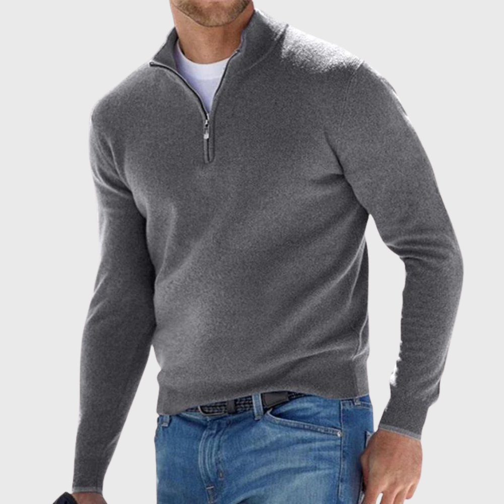 Effortless Comfort Zip Sweater - Elena Harper