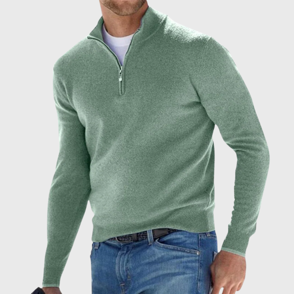 Effortless Comfort Zip Sweater - Elena Harper