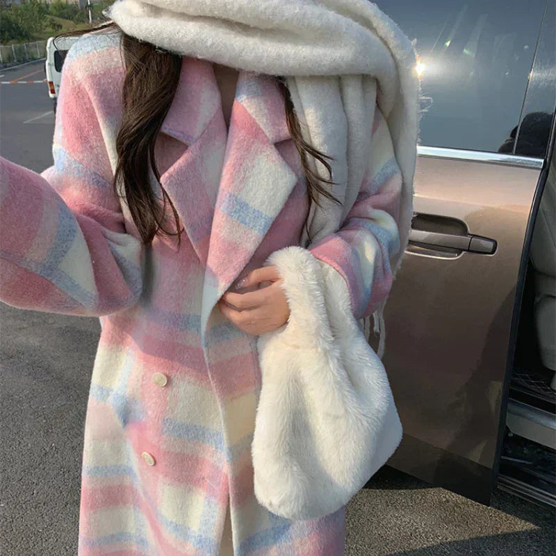 Pastel Colored Wool Blend Coat with Double Breasted Sofie, view 10 - Elena Harper