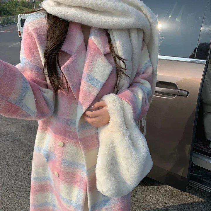 Pastel Colored Wool Blend Coat with Double Breasted Sofie, view 10 - Elena Harper