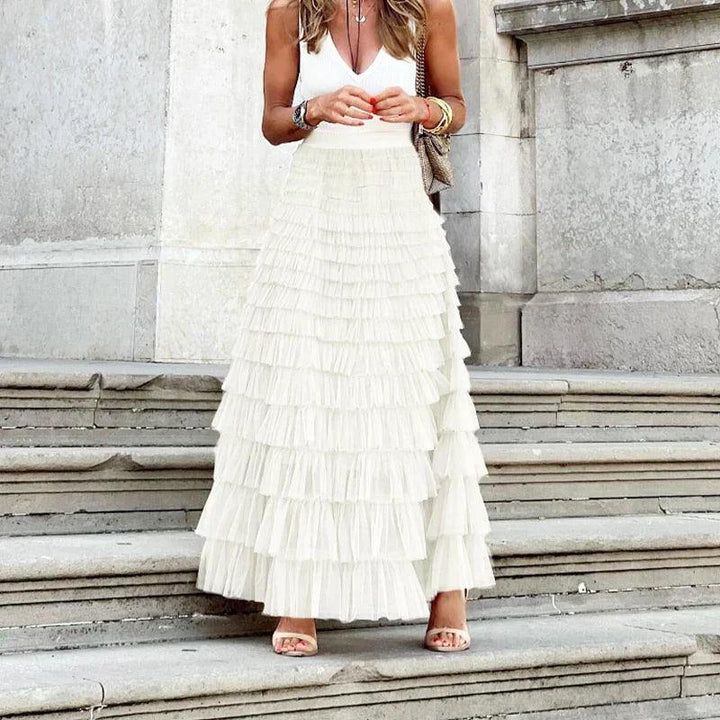 Beryl | Elegant Pleated Mesh Midi Skirt