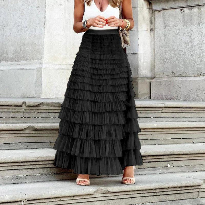 Beryl | Elegant Pleated Mesh Midi Skirt