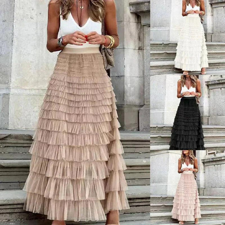 Beryl | Elegant Pleated Mesh Midi Skirt