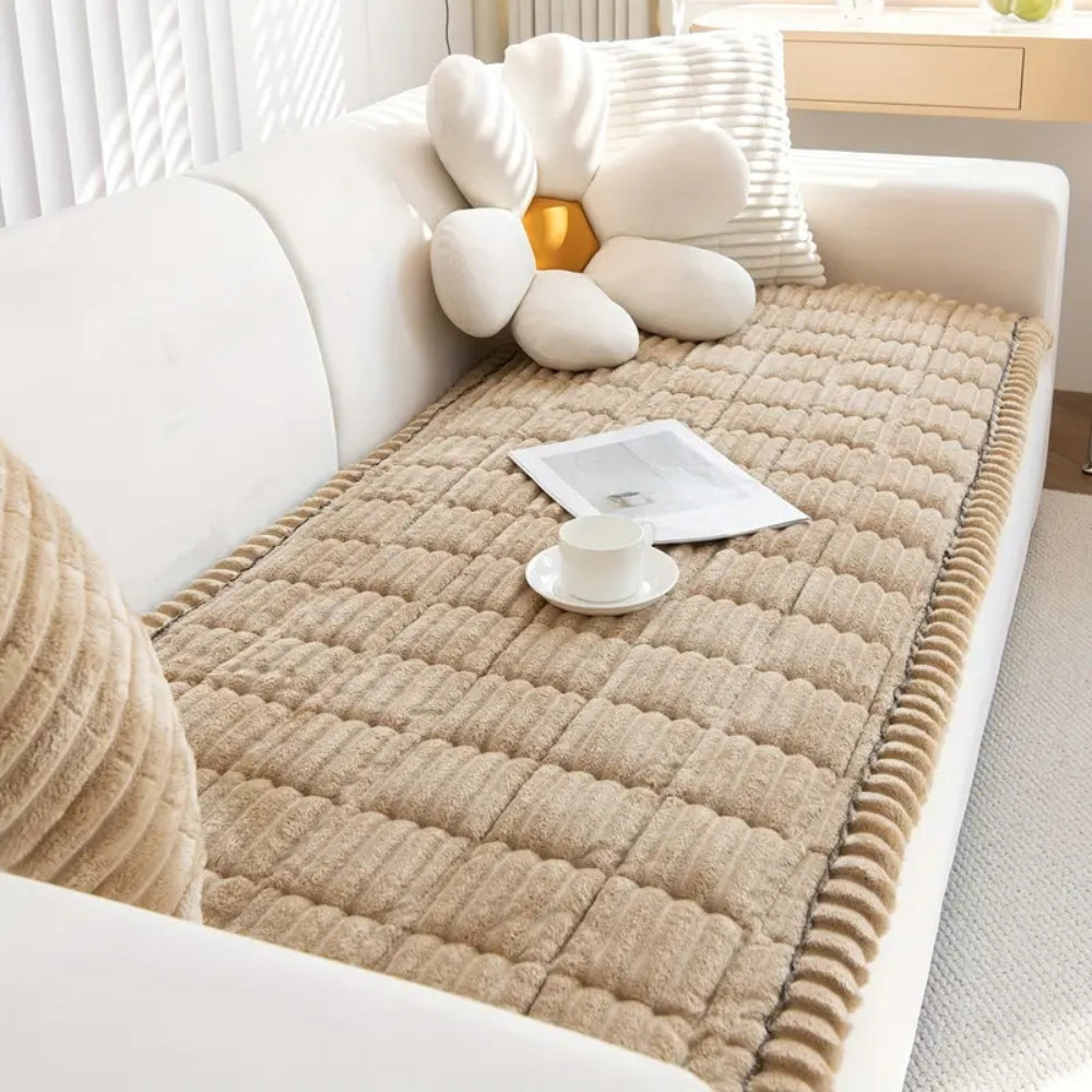 Plush Sofa Protector Mat - Non-Slip Fleece Comfort & Style
