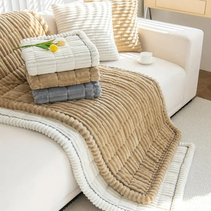 Plush Sofa Protector Mat - Non-Slip Fleece Comfort & Style