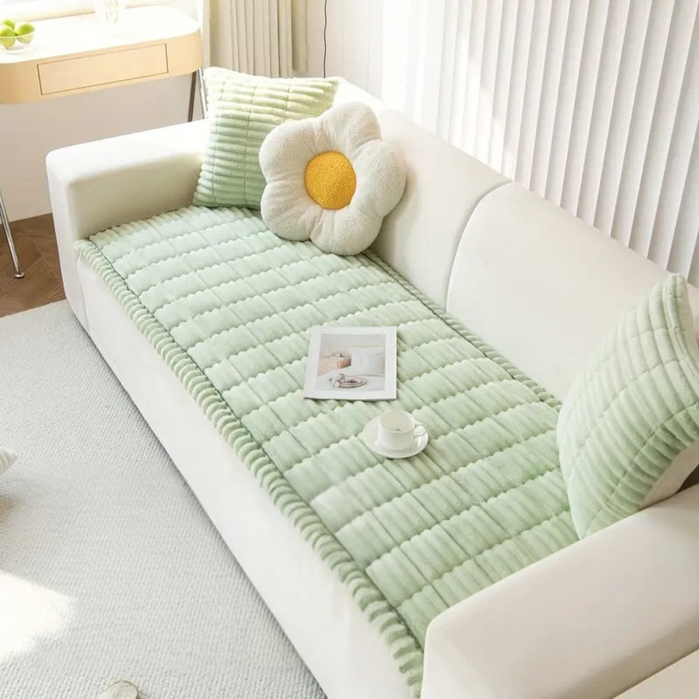 Plush Sofa Protector Mat - Non-Slip Fleece Comfort & Style