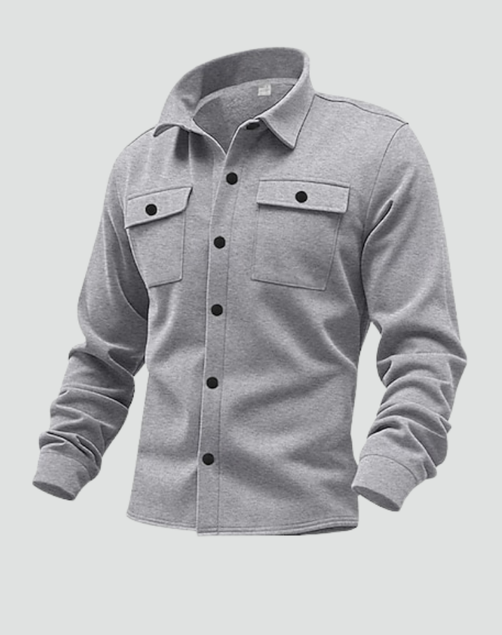 Men's Overshirt Jacket with Long Sleeves and Chest Pockets