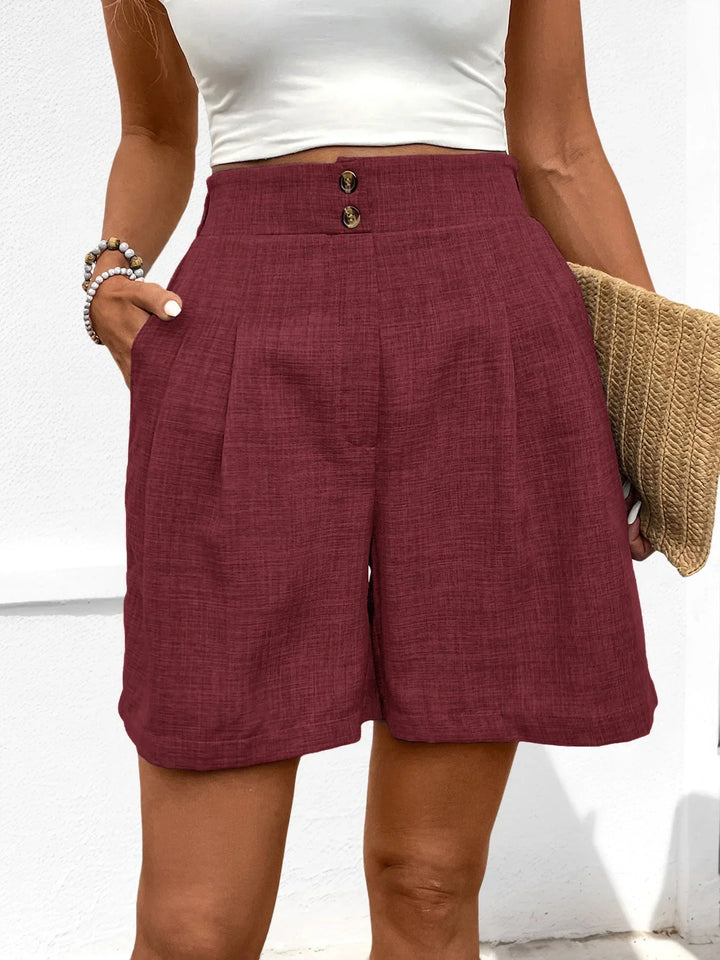 Audrey | High-Waisted Wide Leg Woven Shorts