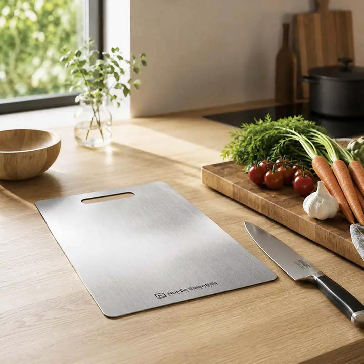 Stainless Steel Cutting Board Double-Sided - Antibacterial Kitchen Board Knife-Friendly
