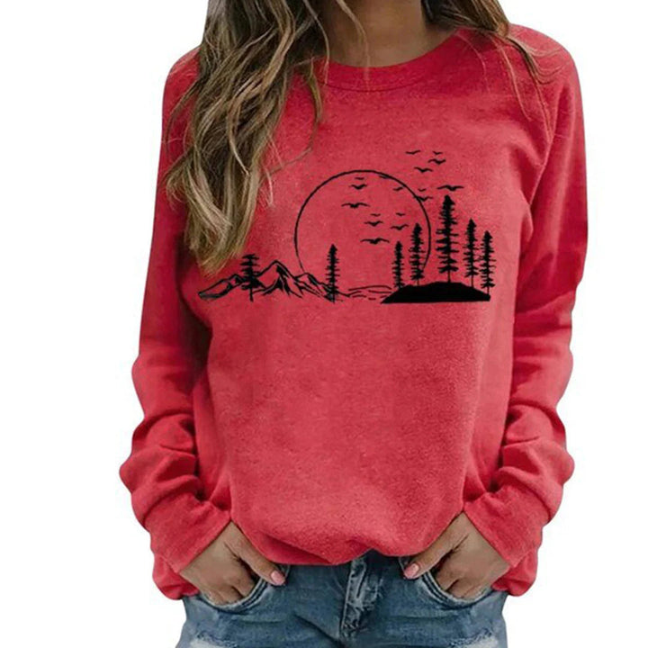 Women's Crewneck Sweatshirt with Nature Graphic Print