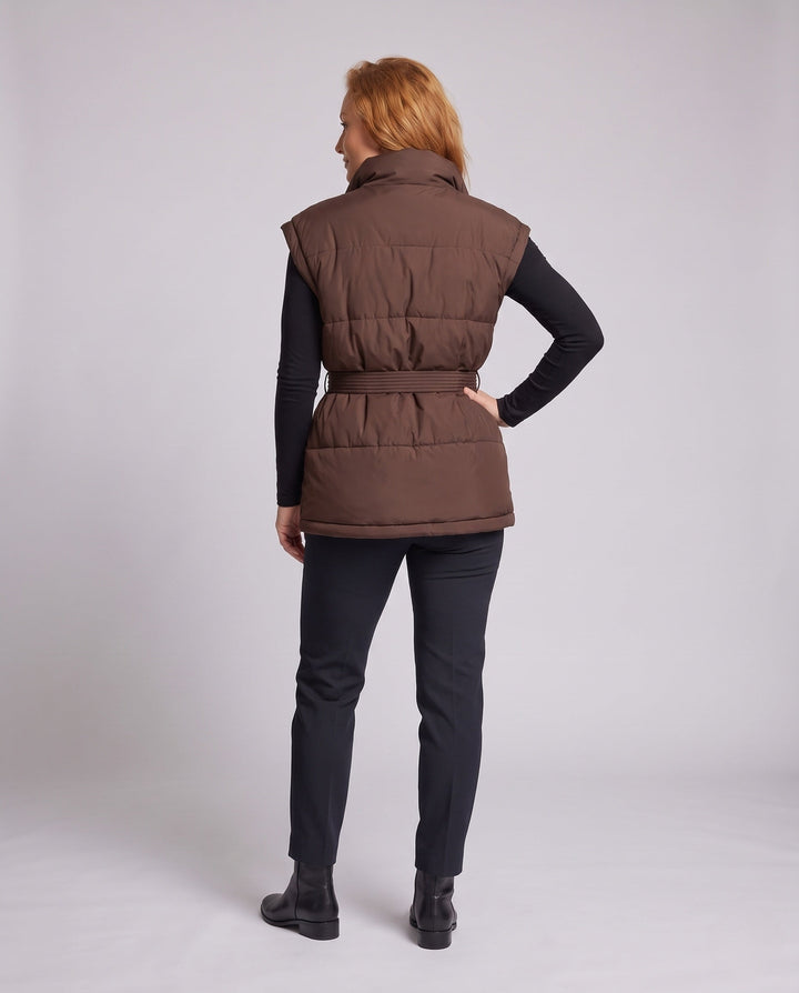 Women's Sleeveless Quilted Waistcoat with High Collar Echo Archive, view 4 - Elena Harper