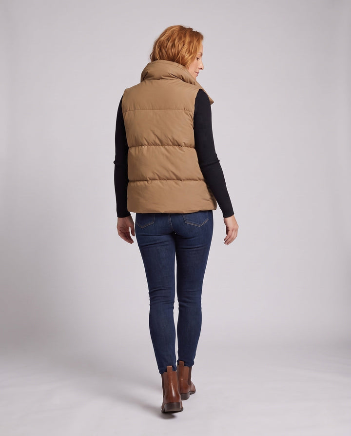 Women's Sleeveless Quilted Thermal Vest with High Collar and Drawstring Echo Archive, view 4 - Elena Harper
