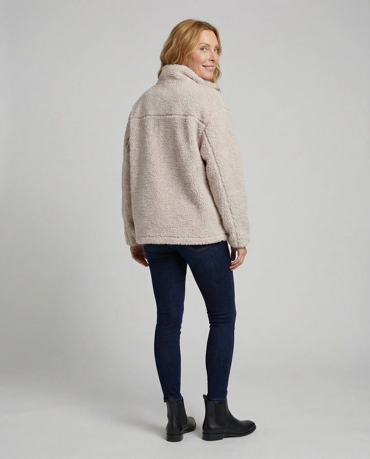 Ladies Teddy Jacket with High Collar and Zipper