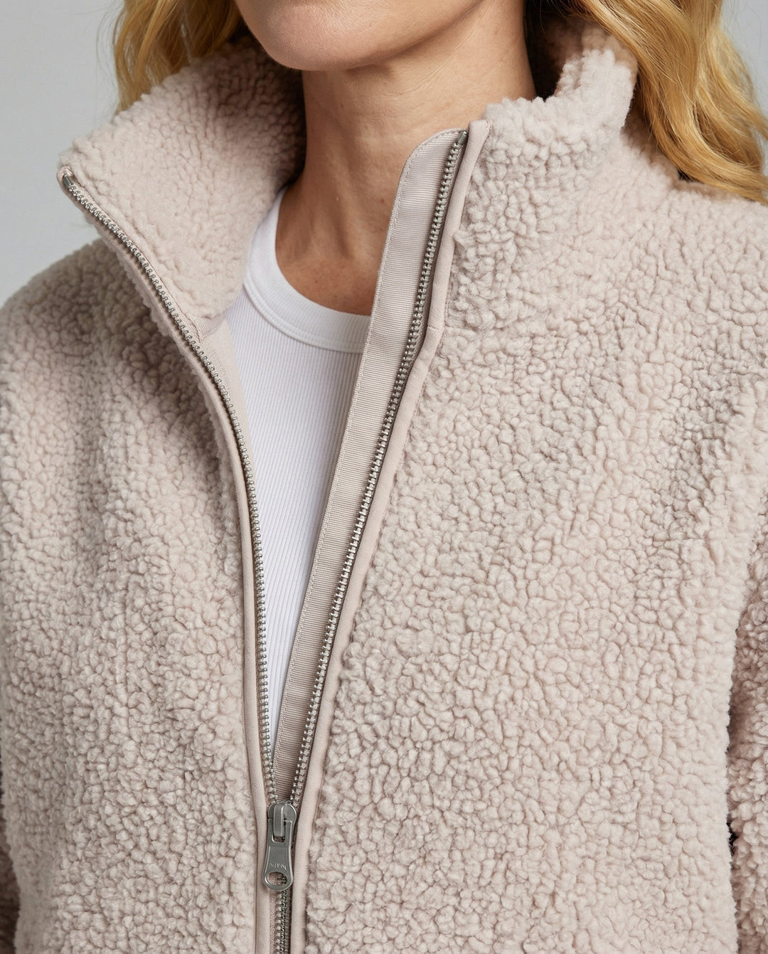 Ladies Teddy Jacket with High Collar and Zipper