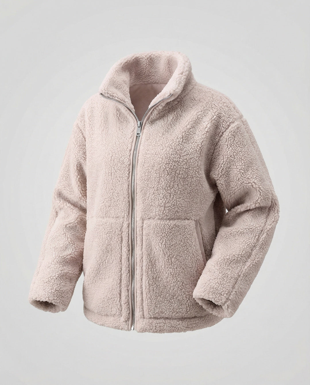 Ladies Teddy Jacket with High Collar and Zipper