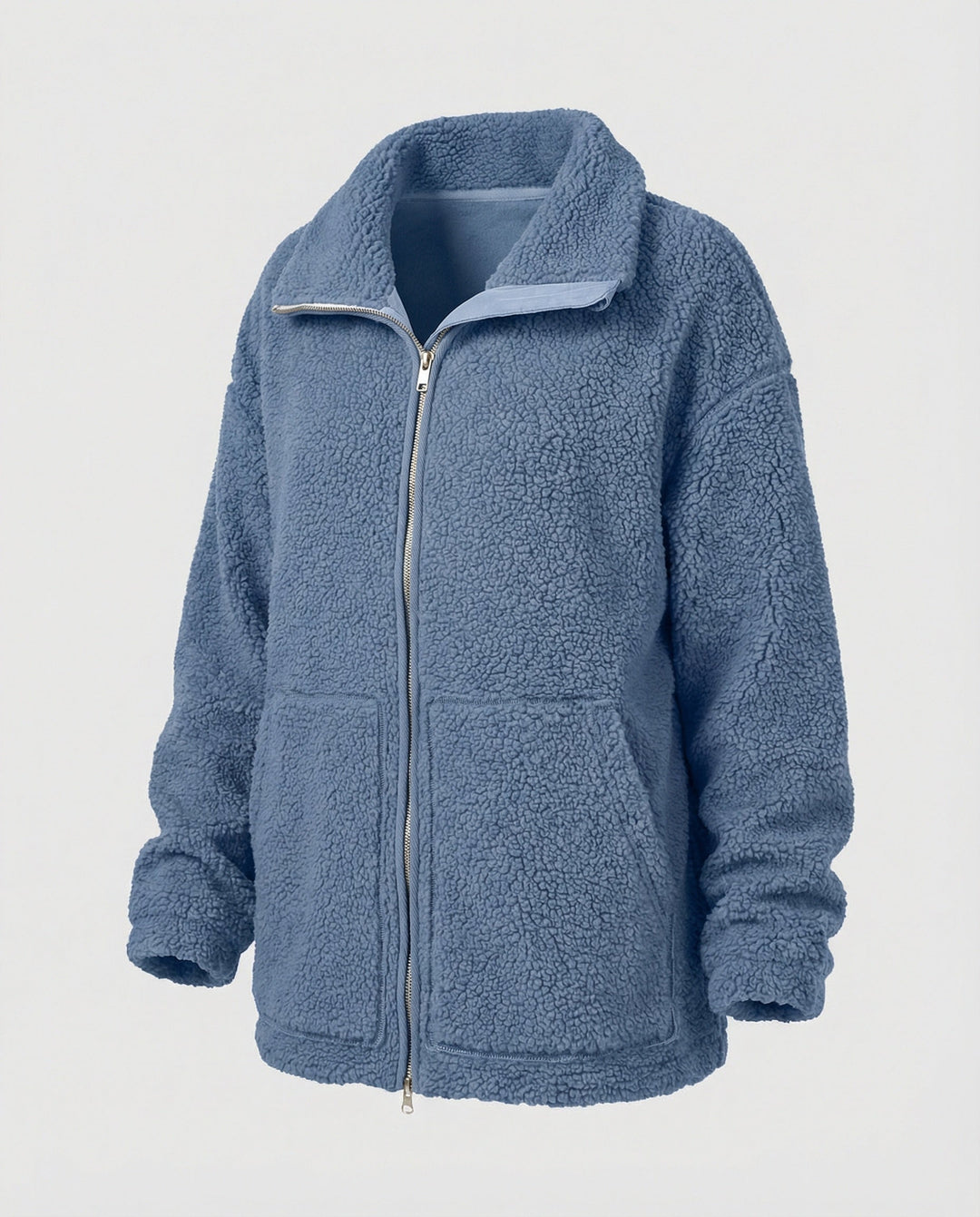 Ladies Teddy Jacket with High Collar and Zipper