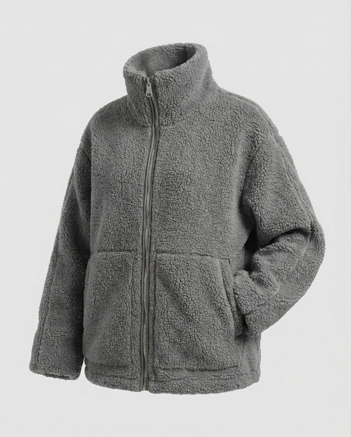 Ladies Teddy Jacket with High Collar and Zipper