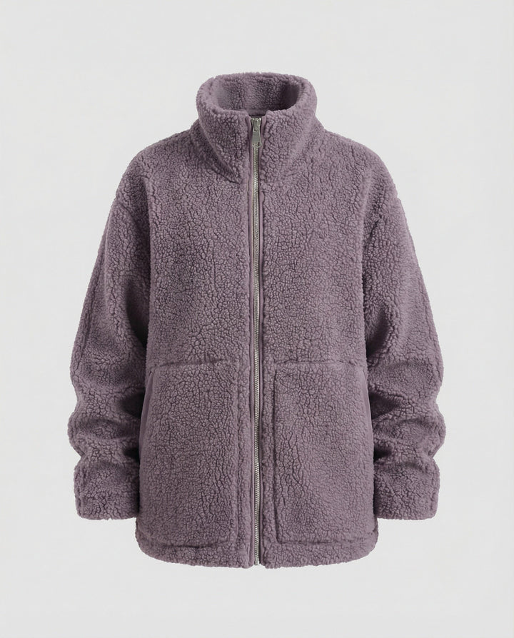 Ladies Teddy Jacket with High Collar and Zipper