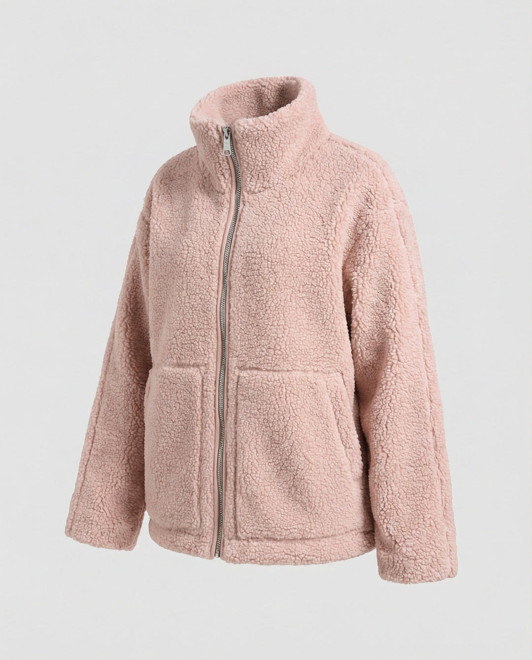 Ladies Teddy Jacket with High Collar and Zipper