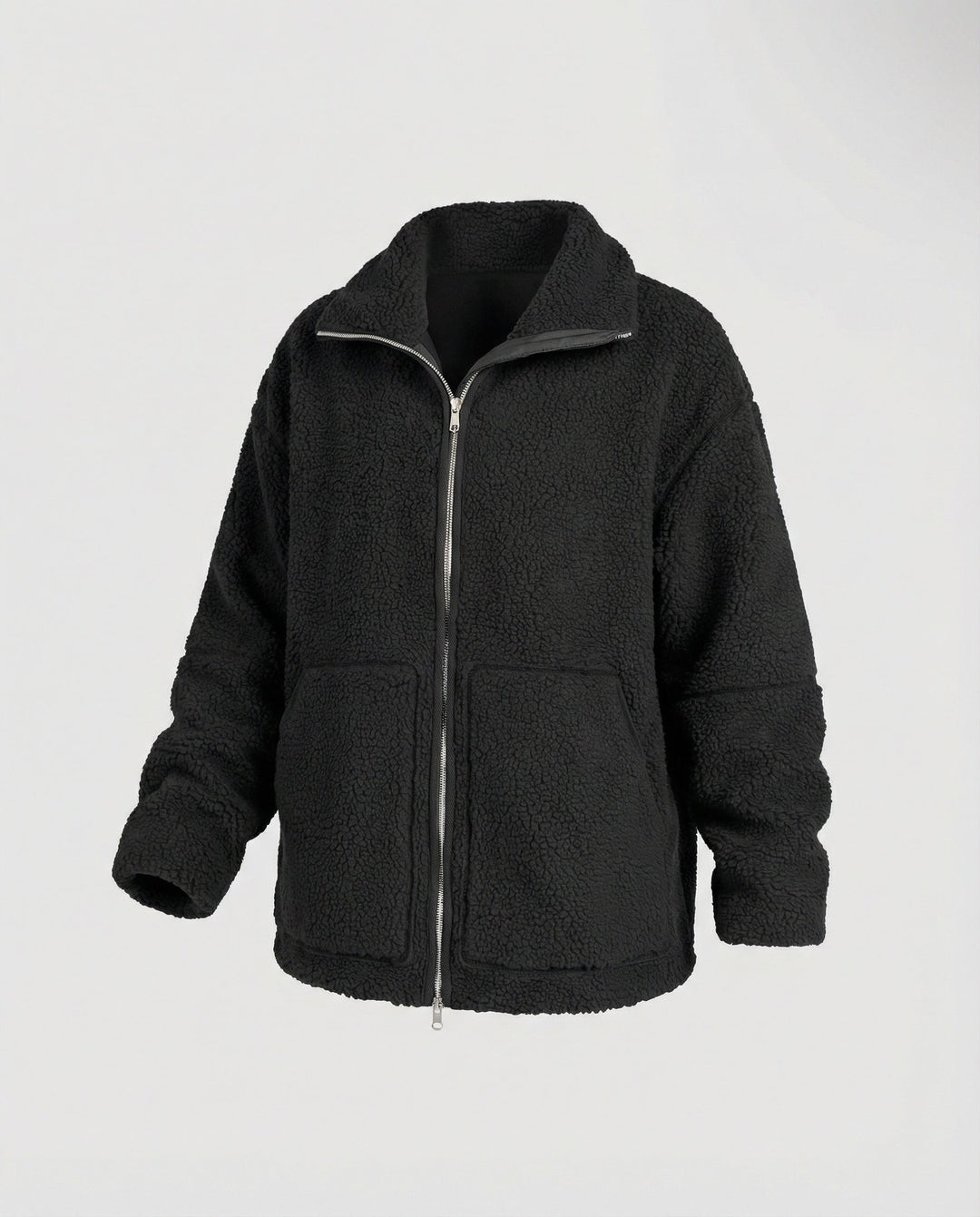 Ladies Teddy Jacket with High Collar and Zipper