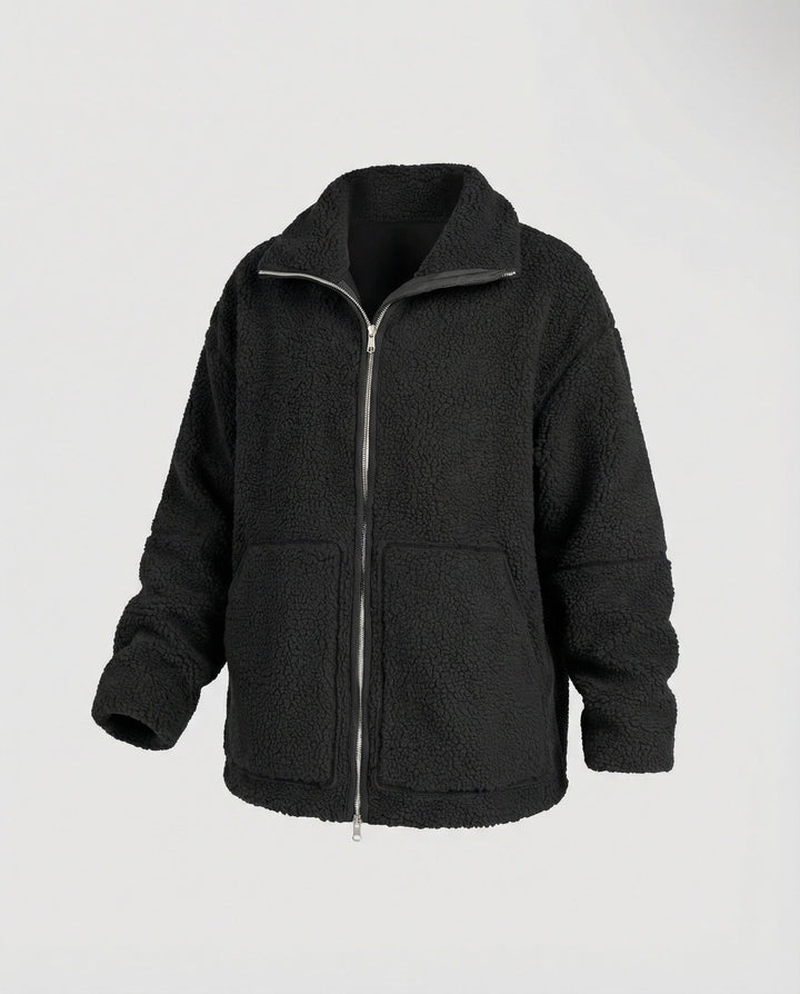 Ladies Teddy Jacket with High Collar and Zipper